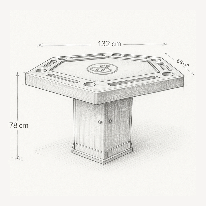 Mesa de Cartas Hexagonal con Puertas