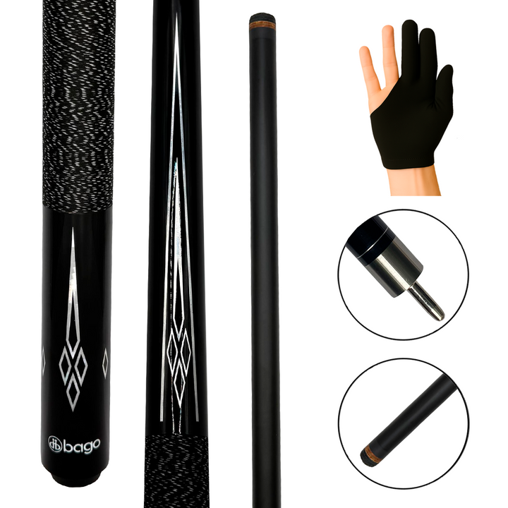 Taco De Billar Desarmable Negro con Plateado+ Guante De Regalo