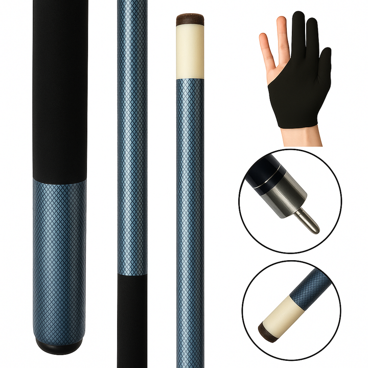 Taco de Billar Profesional de Grafito Azul + Guante de Regalo